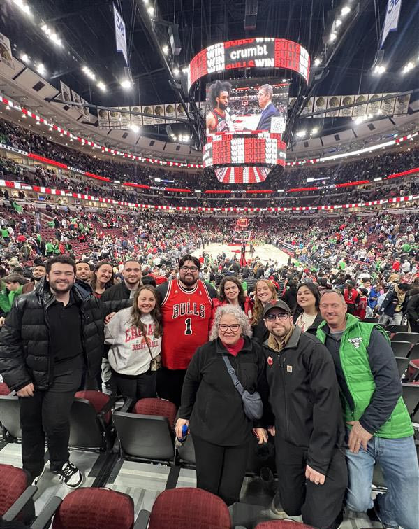 Staff gathered for a Chicago Bulls game