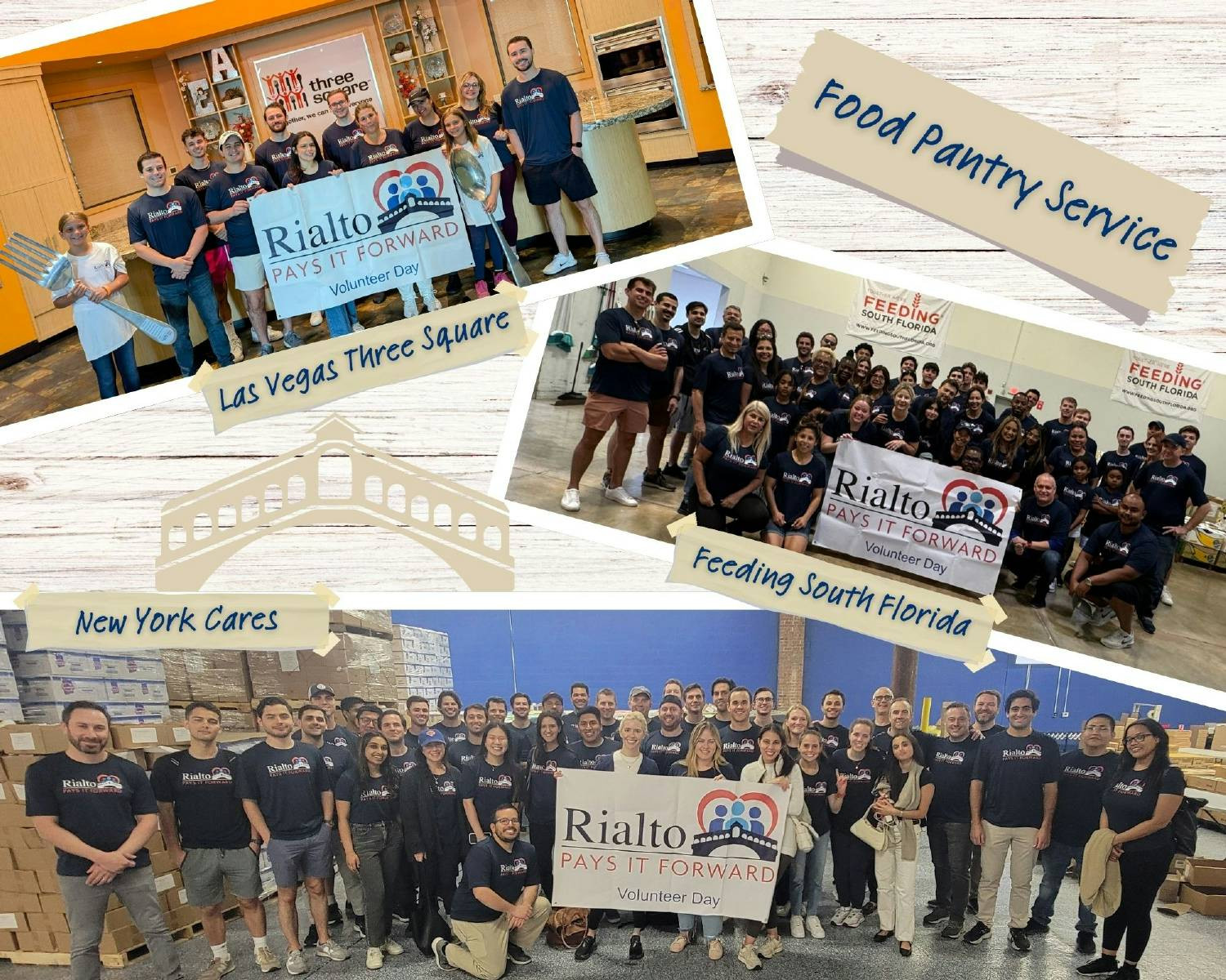 Rialto Associates in Las Vegas, Miami, and New York City volunteered their time at local food pantry organizations.