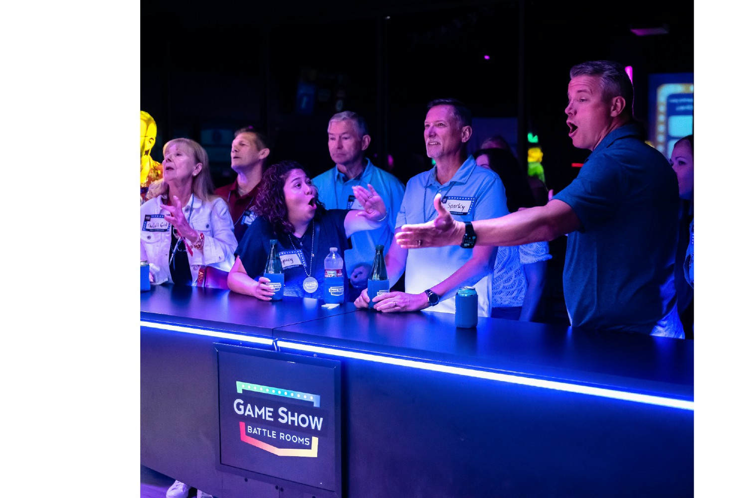 Some friendly competition at the Game Show Battle Rooms.