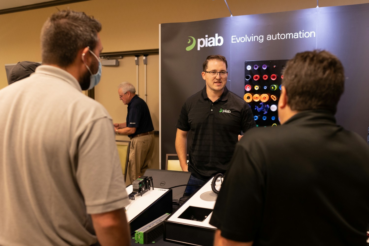 Neff connects with customers at Piab's booth during a Neff Demo Expo in 2022.  