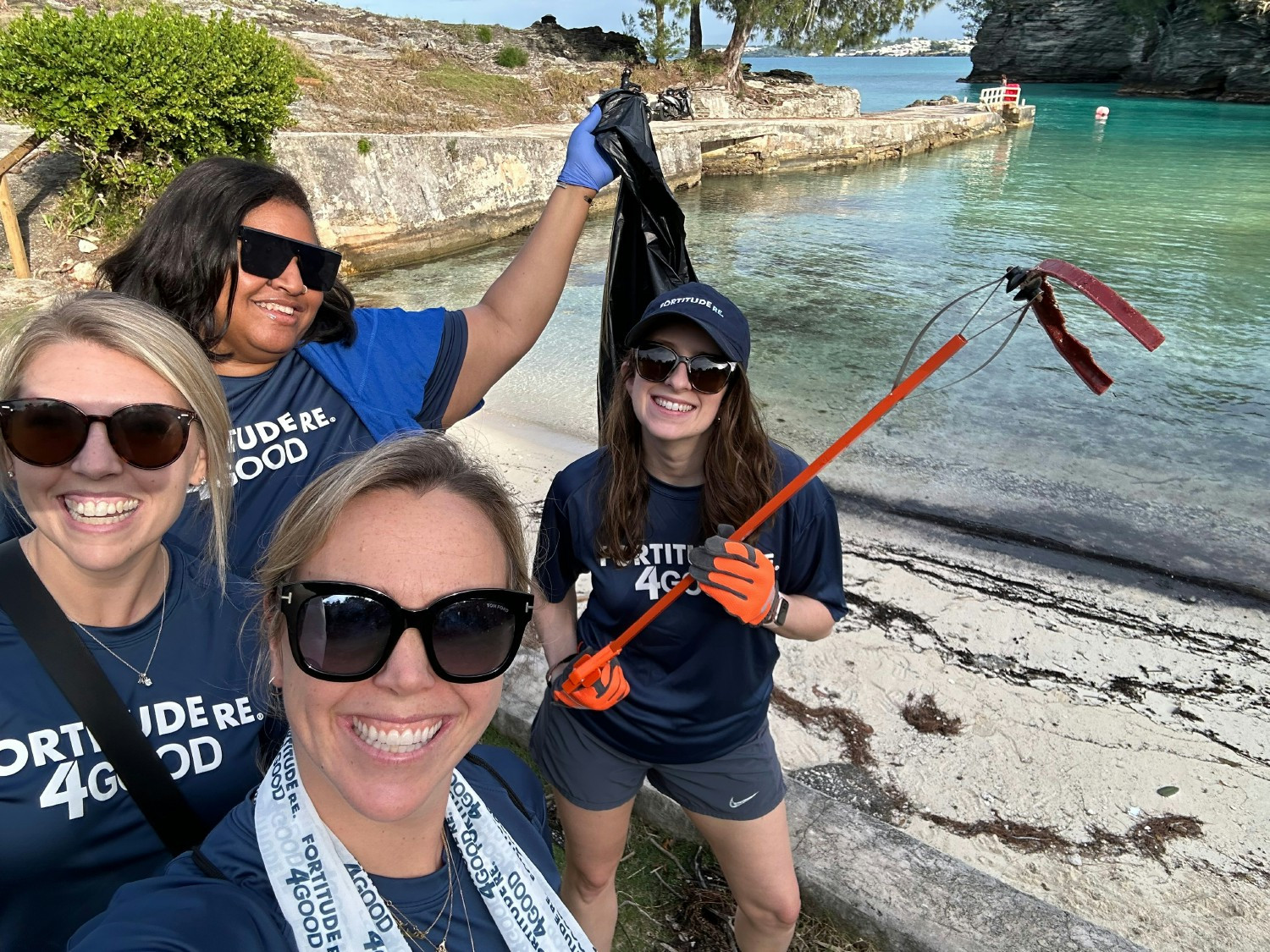 Showcasing our commitment to sustainability and the environment during one of our regular beach clean-ups in Bermuda. 