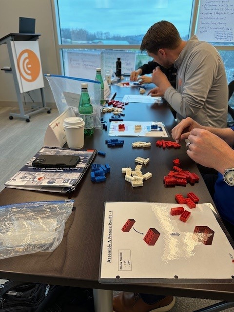 Connors Group Team Members use LEGO blocks to simulate production flows and apply Lean and 5S principles in training.