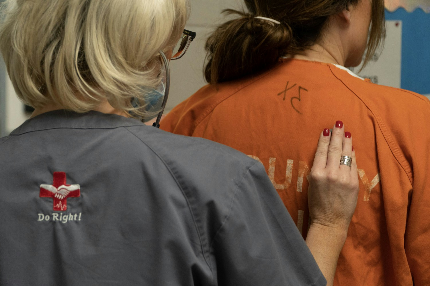 Our nurse checking on our inmate patients