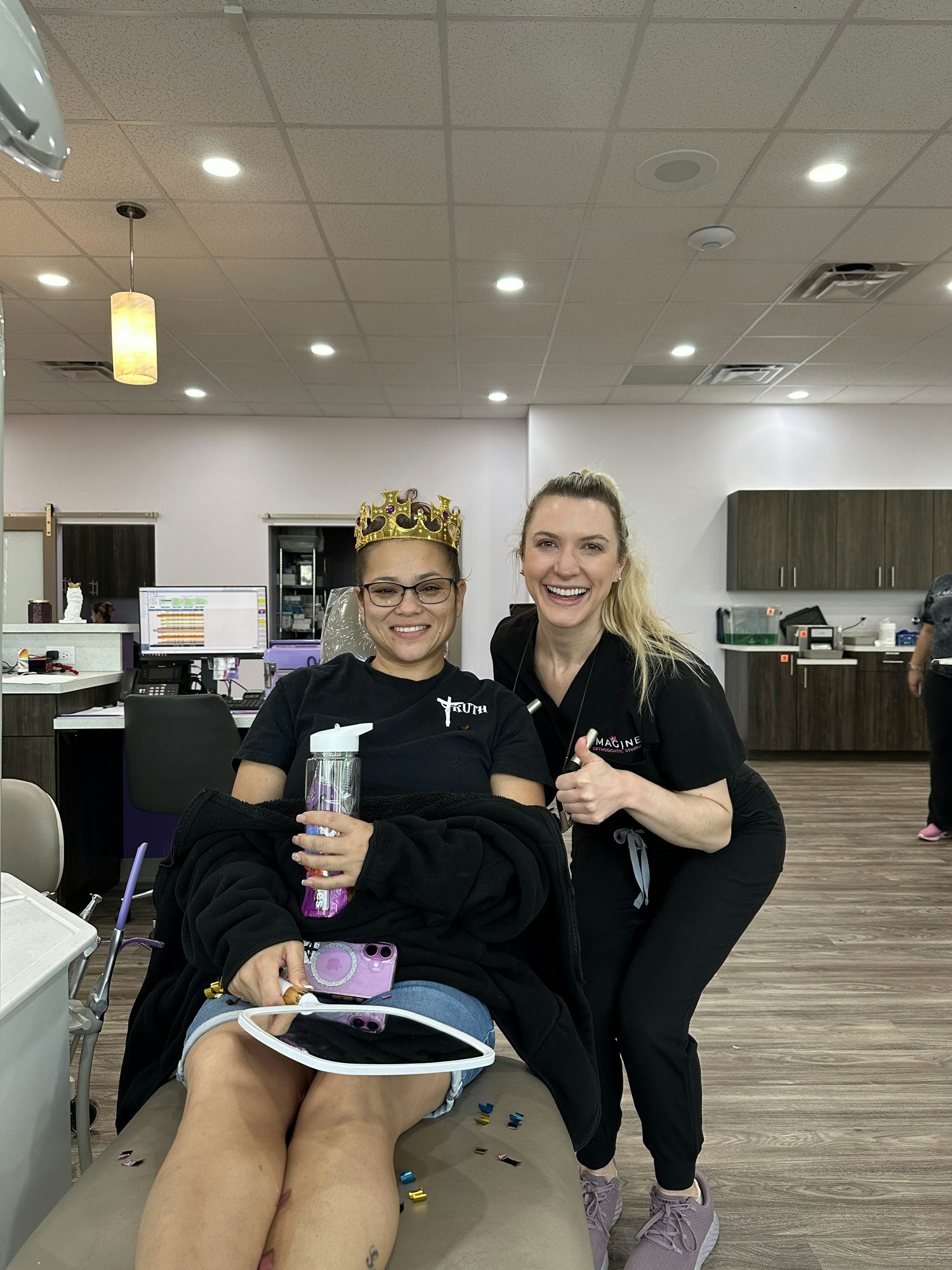Every patients at Imagine enjoys a celebration for completing their smile journey, including their own crown.