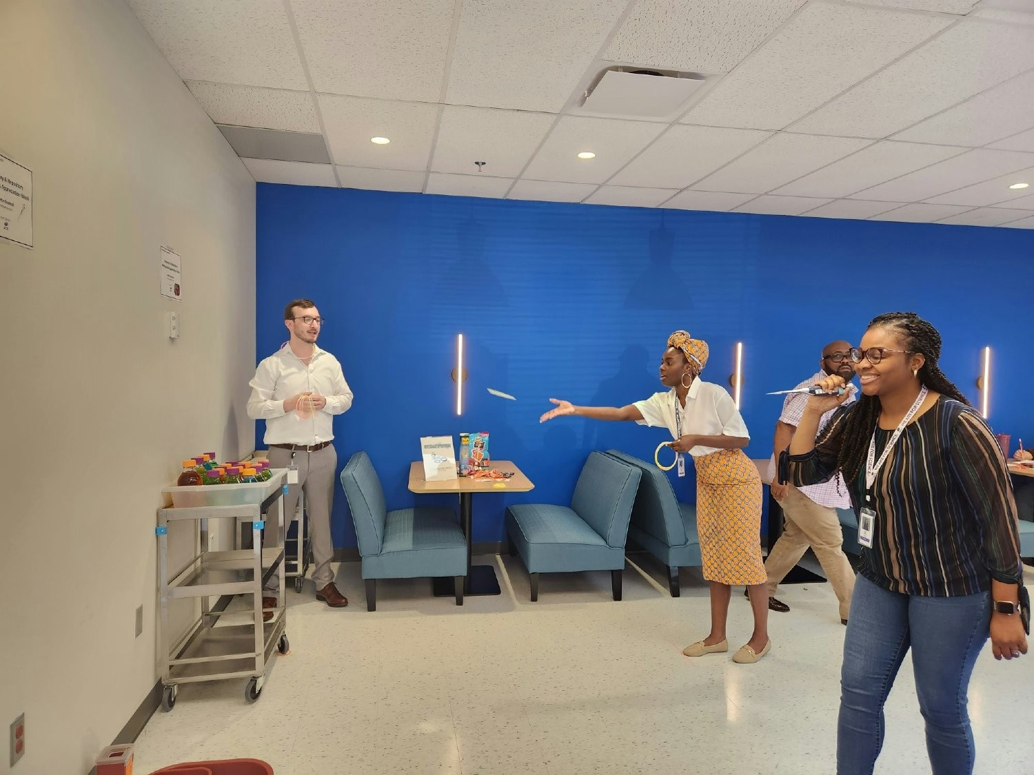 Colleagues at our Gaithersburg, MD location playing games during our annual Lab and Repository workers Appreciation Week