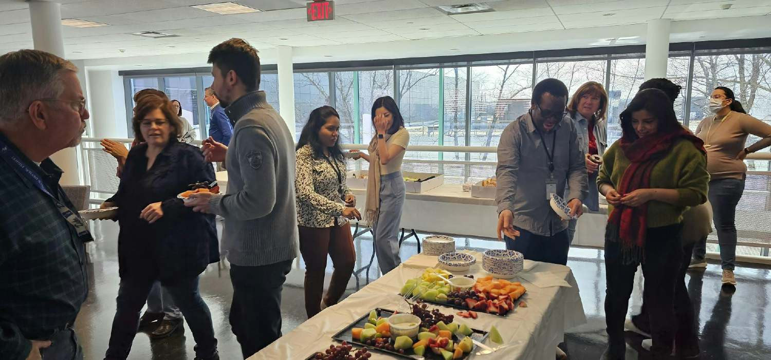 Employees enjoying breakfast during our Employee Appreciation Day celebration. 