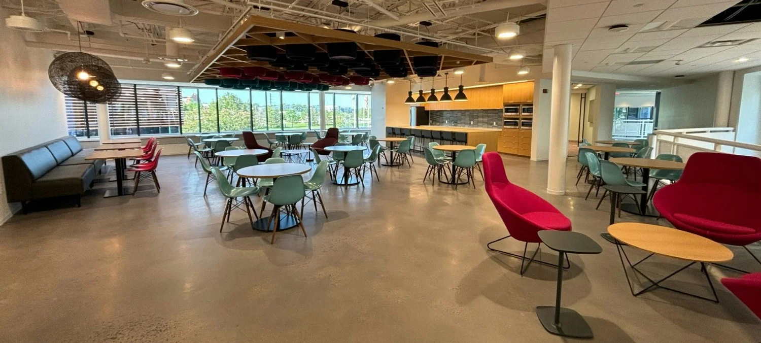 Newly renovated cafe area at our Manassas site which includes a Grab and Go market for quick, healthy meals. 