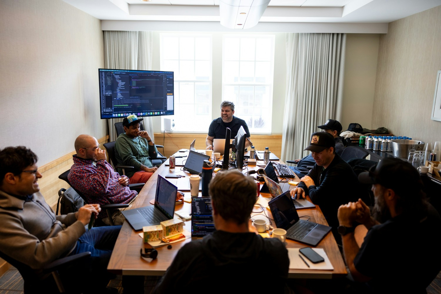 Unstructured engineers work together during a company-wide offsite to solve real-time customer challenges.