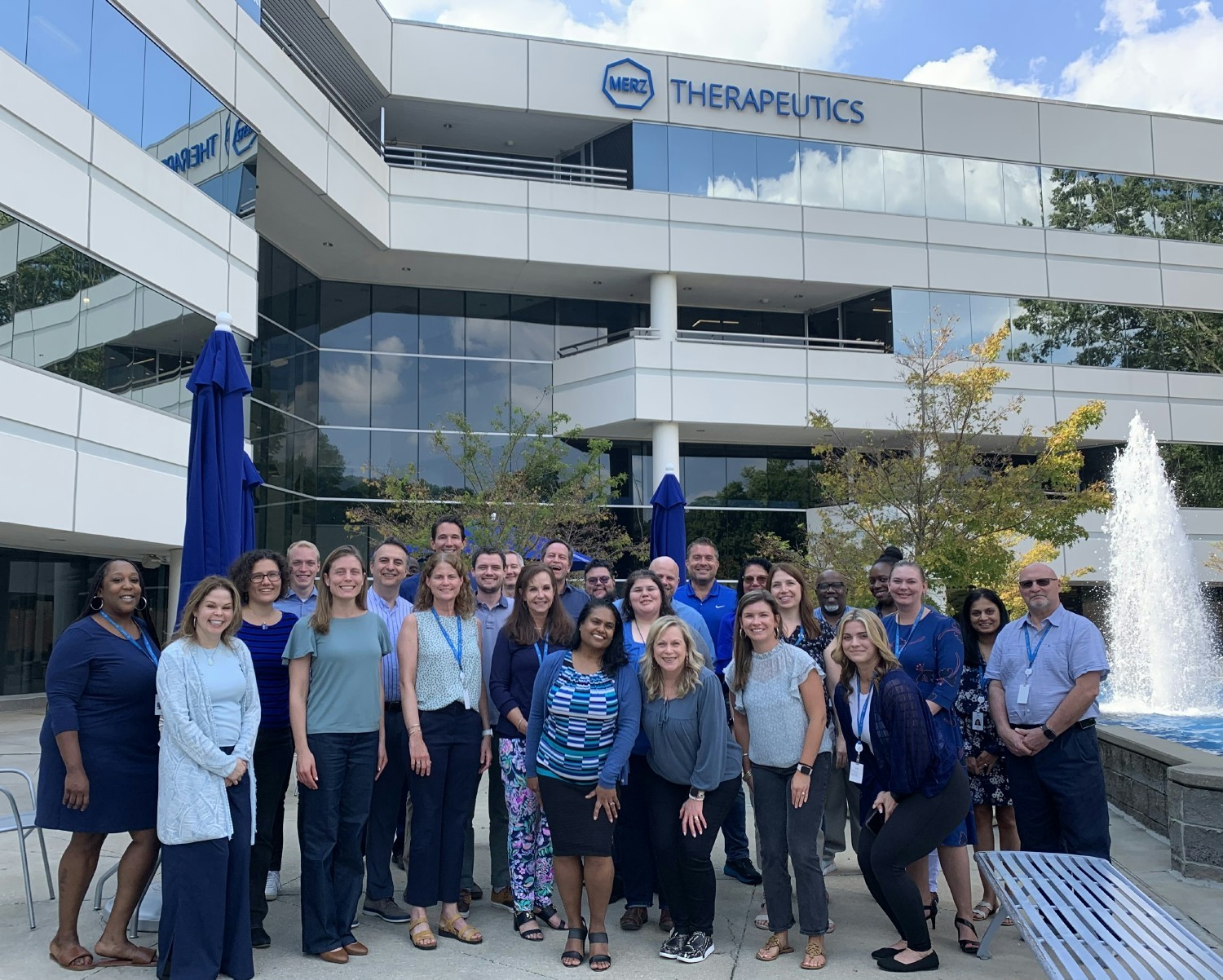 Employees at North America HQ in Raleigh, NC, wearing blue to support Dystonia Awareness Month