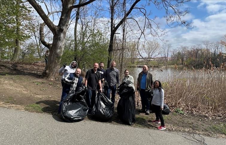 The Environmental Council lead our annual trash clean-up around our headquarters and the adjacent river on Earth Day.