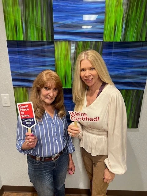 Kristy and Carol celebrating BVRT being Great Places to Work Certified. 
