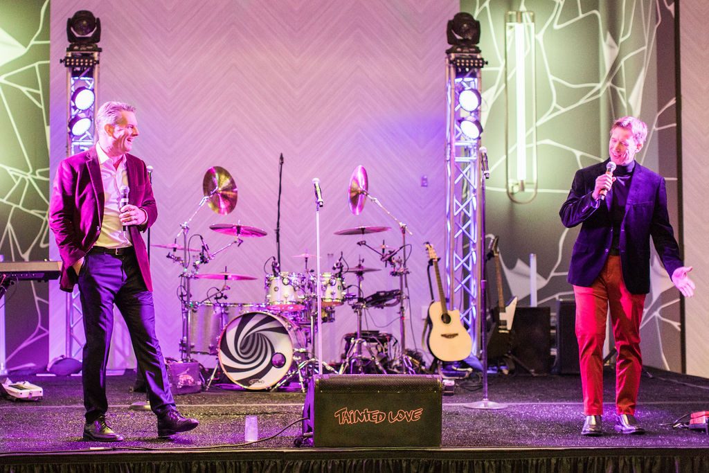 Scott Evars and Brian Miller at Bridgepointe's annual holiday party. 
