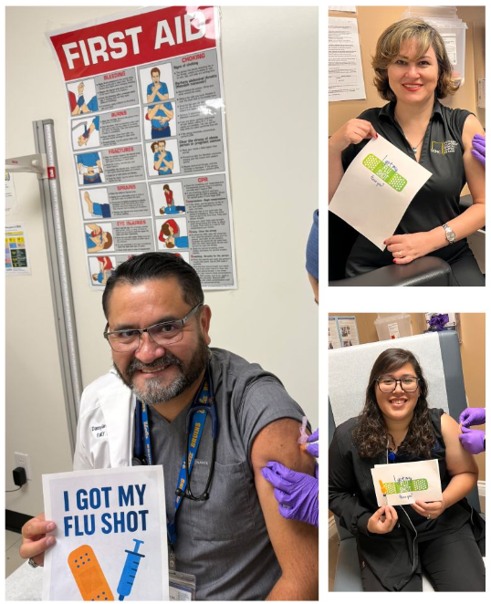 SCMC staff receiving their flu shots.