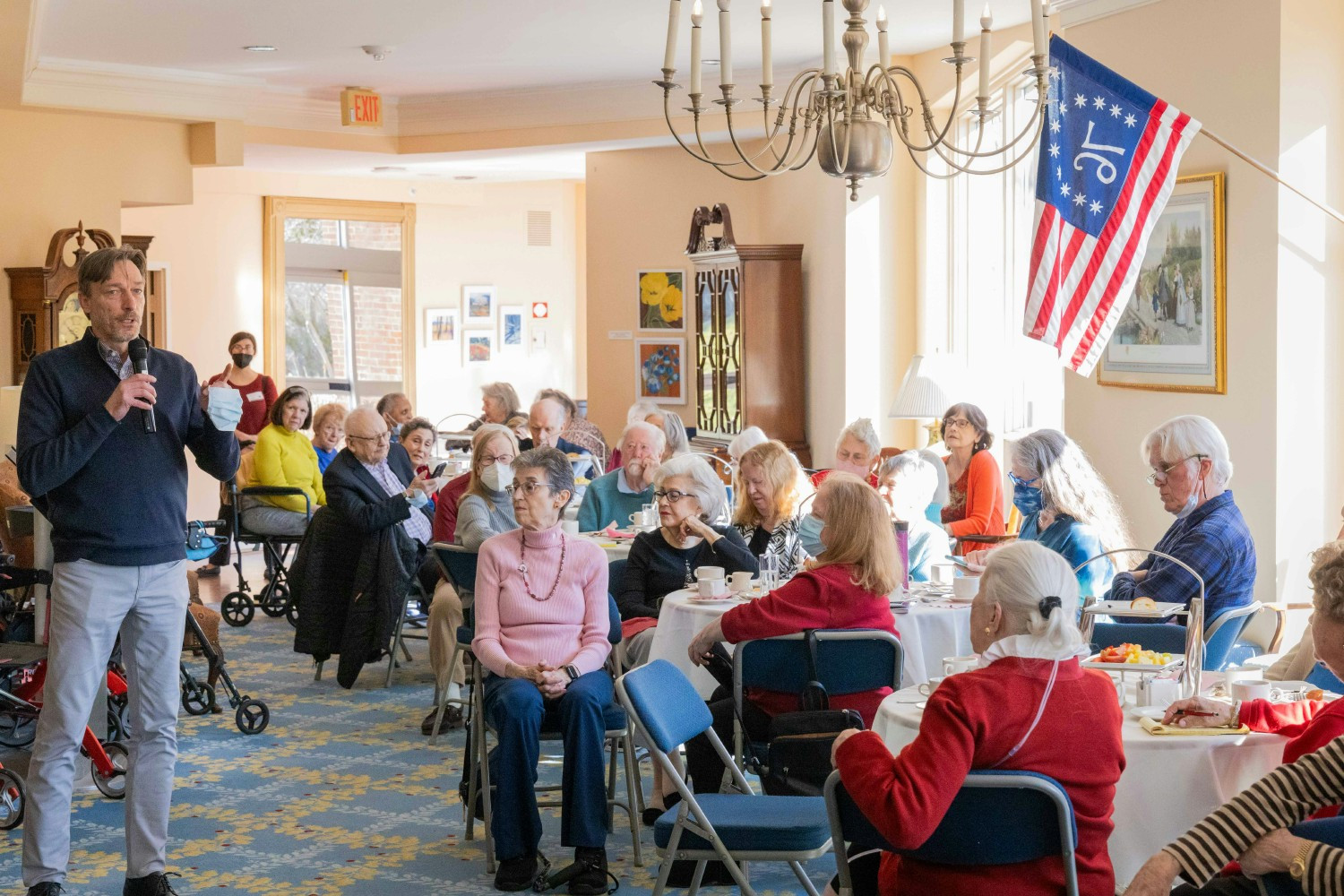 Residents attending monthly coffee gathering