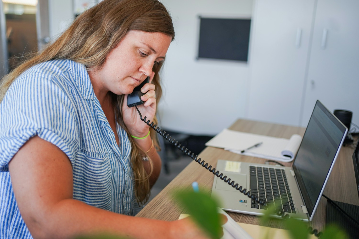 Employee answering questions