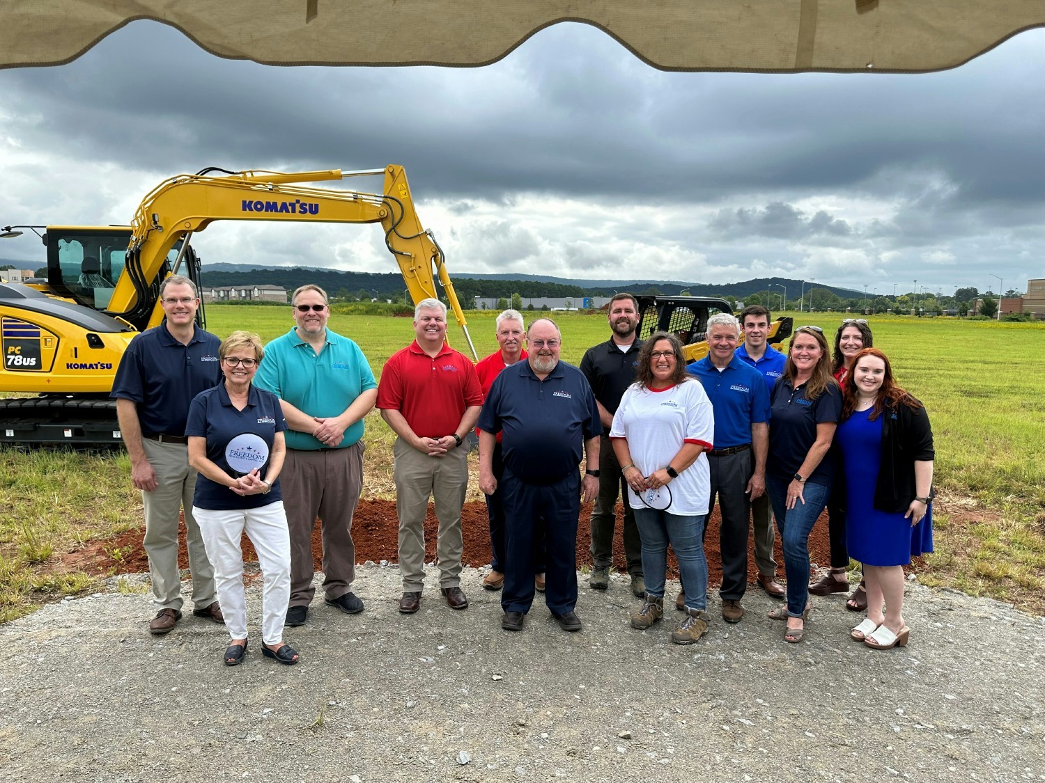 Freedom team photo at our Hays Farm Office Development groundbreaking.  This project has been 4 years in the making!