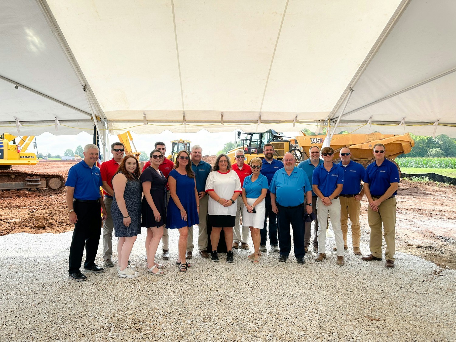 Freedom team photo at our Freedom Industrial Park groundbreaking.  A milestone for our added construction business line.