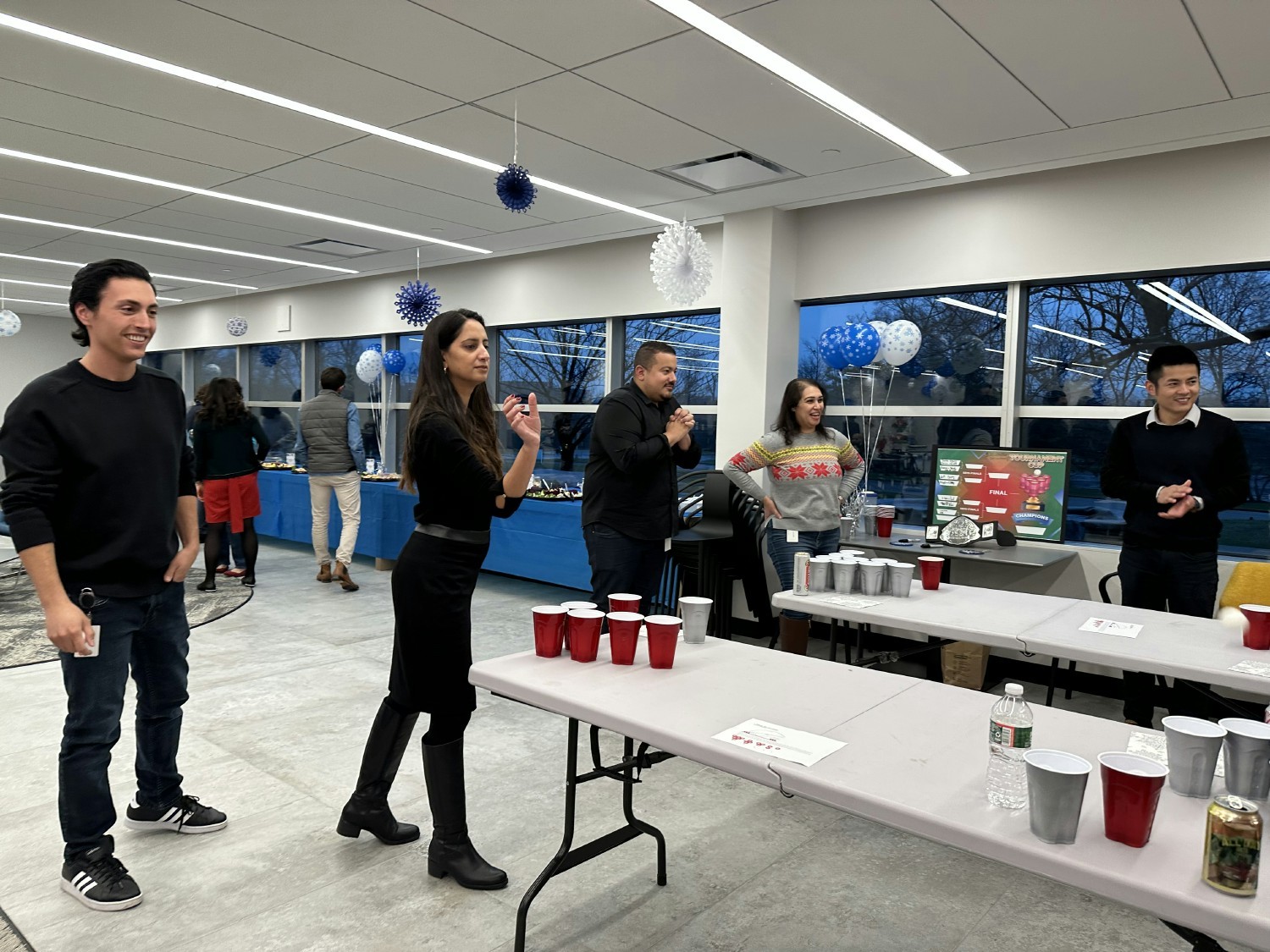 Winter Cup Pong Tournament: We hosted a Cup Tong tournament with amazing prizes during our holiday party.