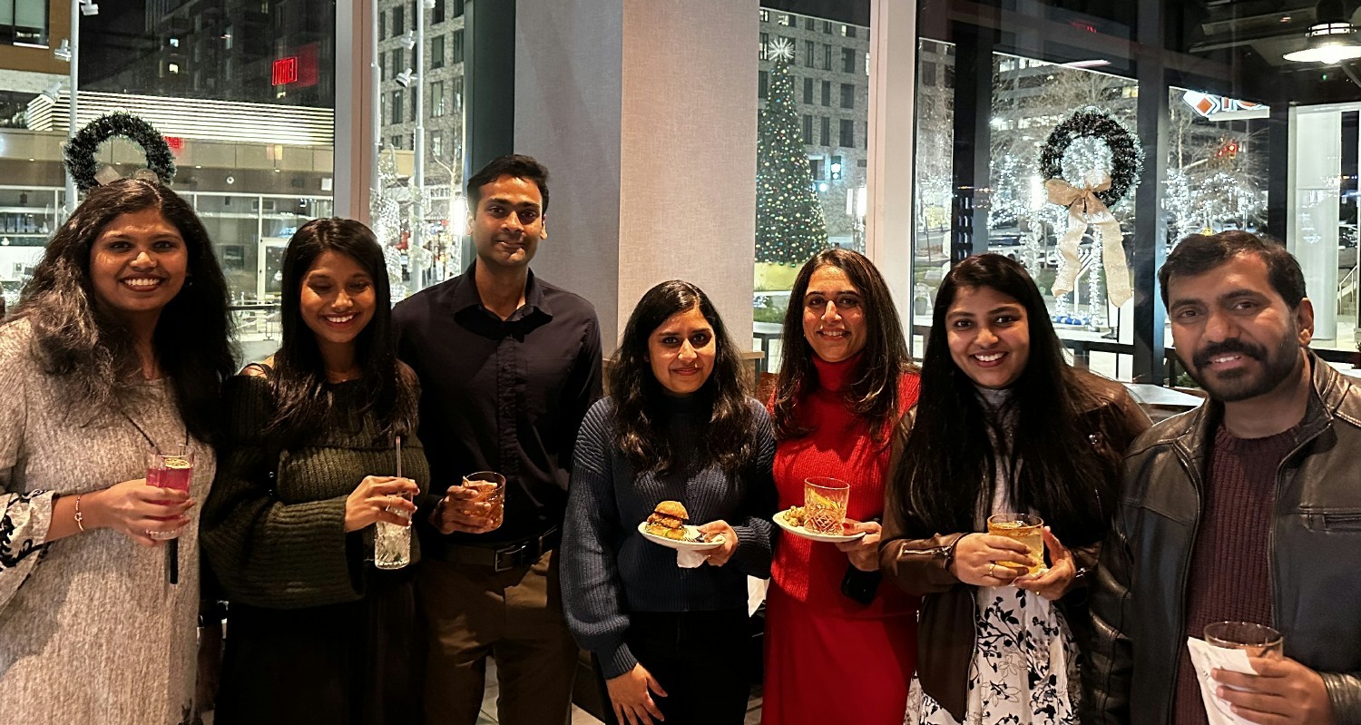 Colleagues unite for a joyful Holiday Party, filled with laughter, and seasonal magic #HolidayCheer#TeamCelebration