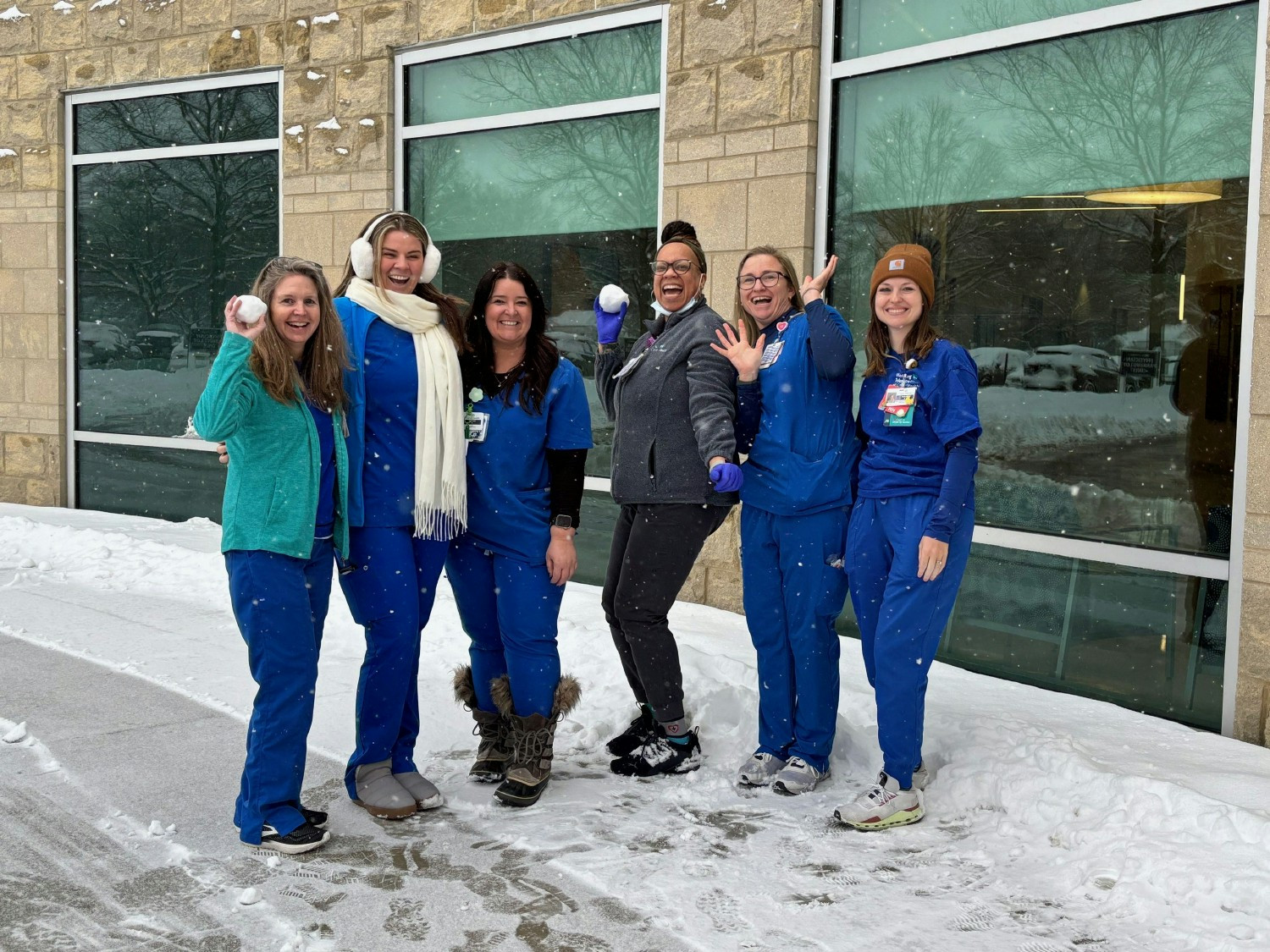Med-Surg Nurses enjoying the first snow of the season!