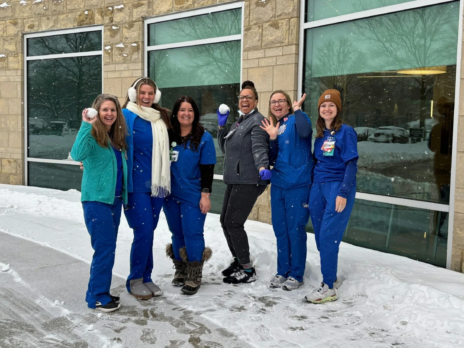 Med-Surg Nurses enjoying the first snow of the season!