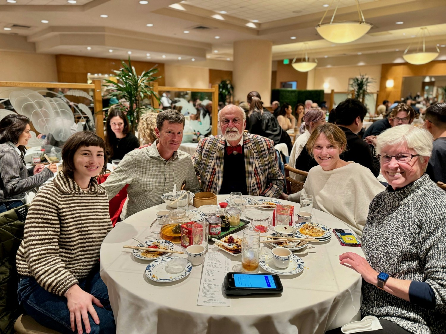 Aspen's Bay Area office enjoying a meal together. 