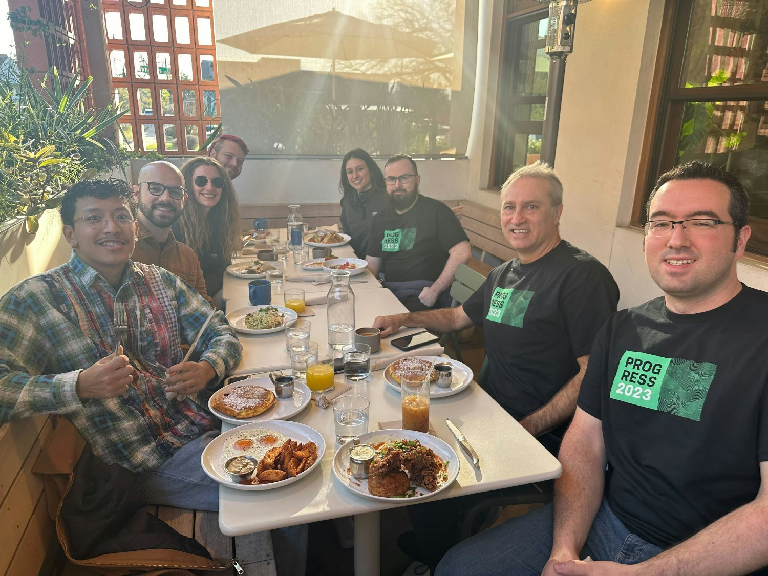 Tech team breakfast outing.