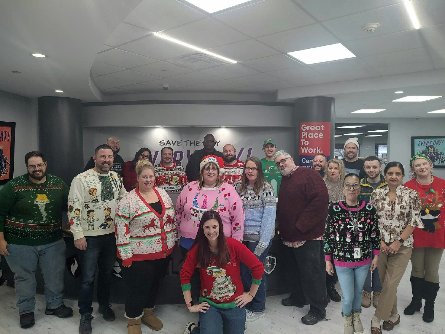 Avalon Buffalo ugly holiday sweater party.