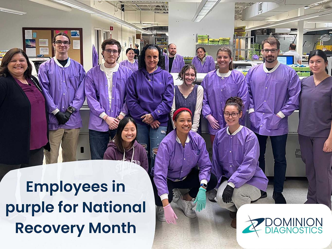 Our lab team donned in purple in honor of National Recovery Month, September 2024
