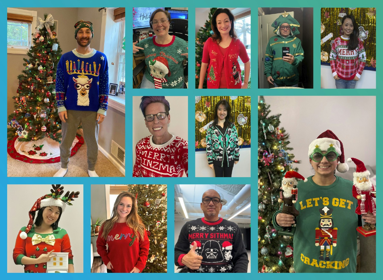 Employees showcased their festive creativity in the Baylor Genetics virtual ugly sweater contest.