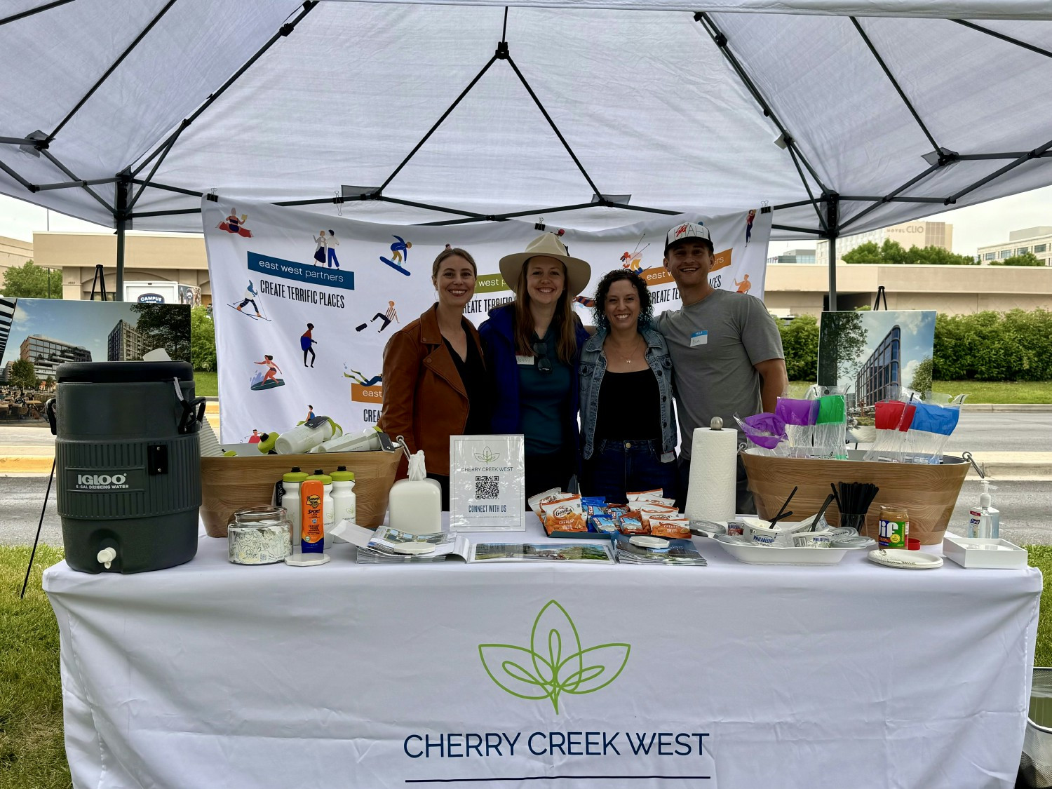 Bike to Work Day fun in Cherry Creek! Denver team hosted a station with snacks & site views of Cherry Creek West.