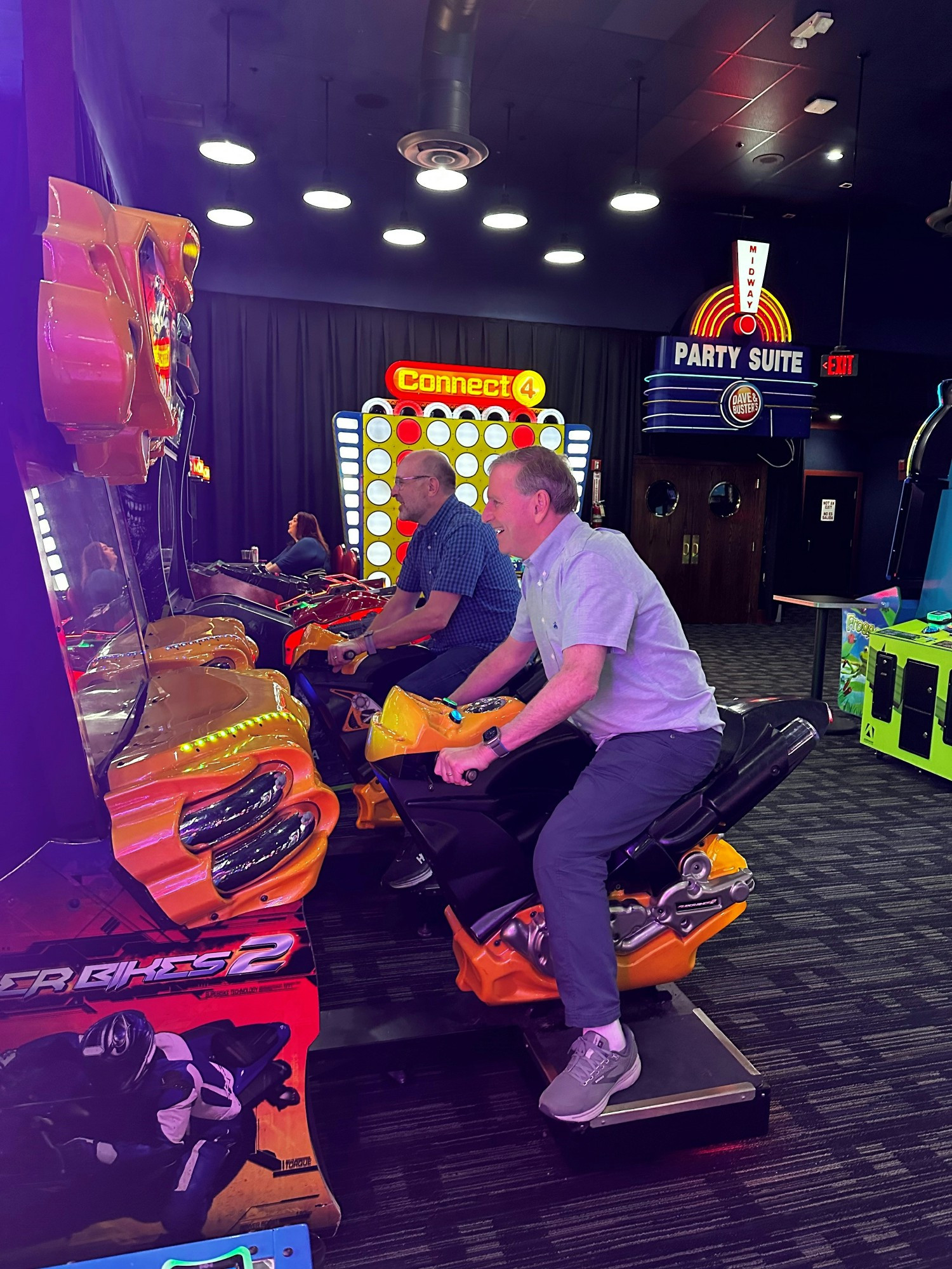 Some friendly competition between the CEO and COO during our company event at Dave and Busters!