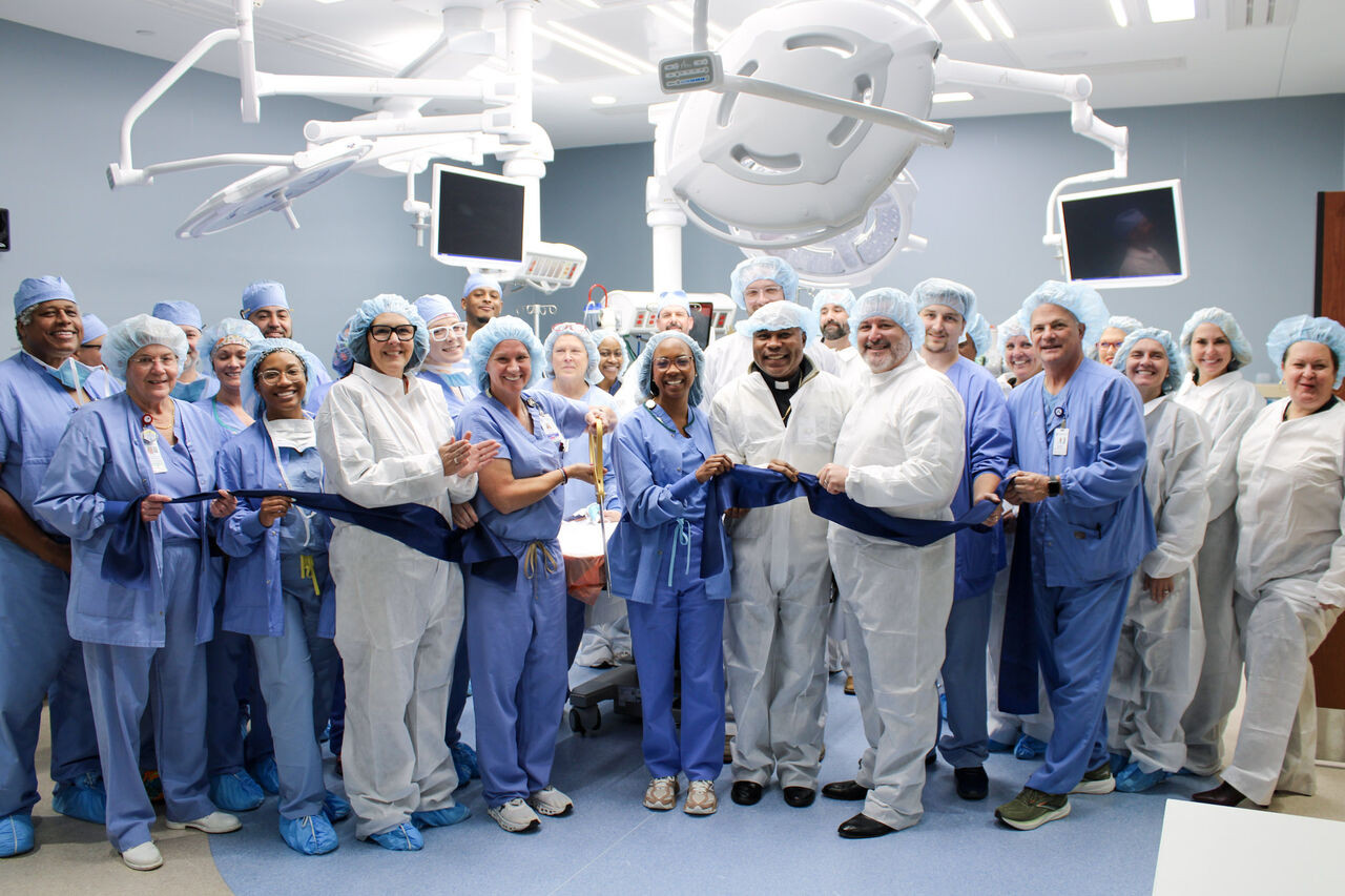 Ribbon cutting and blessing of one of our new operating rooms. 