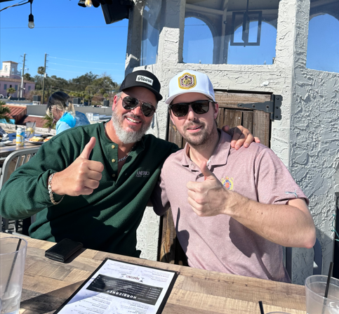 Dean & Bill catching up over lunch.