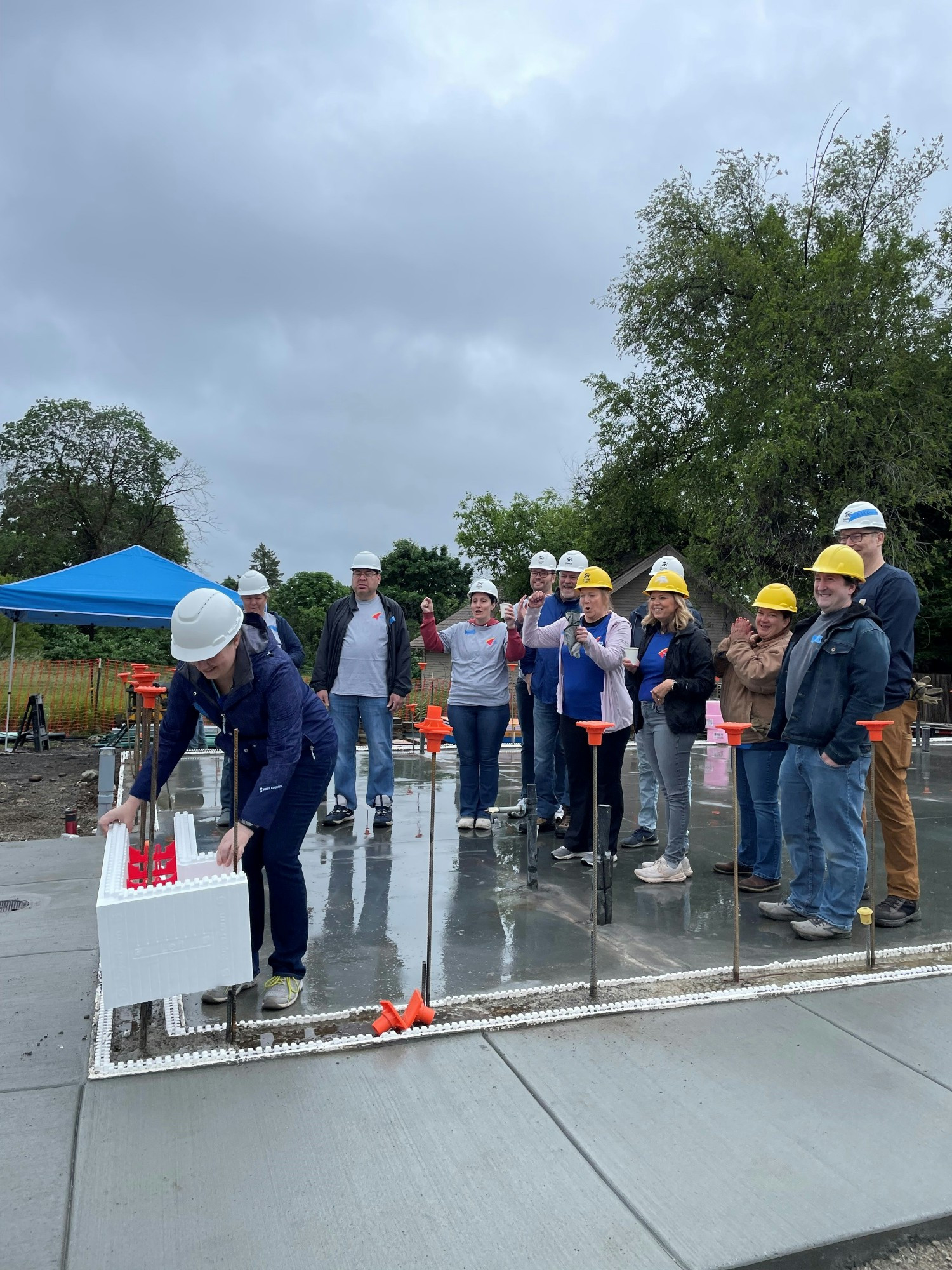 Banner Bank - Laying the first block at Blitz Build