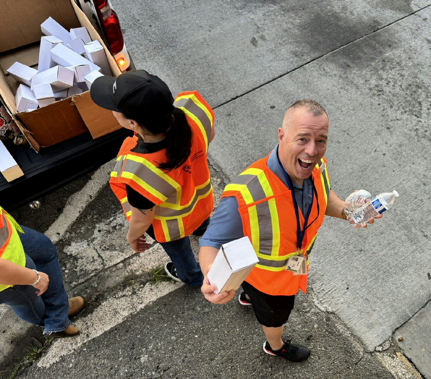 Jay Marucci handing out water and CCM gear during Truck Driver Appreciation Week!