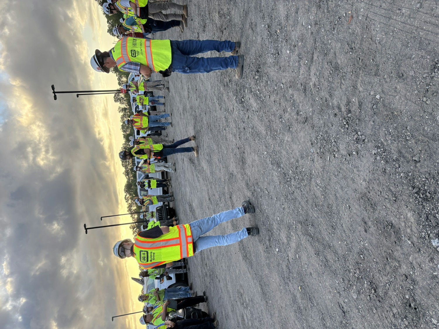 Morning toolbox talk with our owner — reinforcing heat safety, hydration, and watching out for one another.