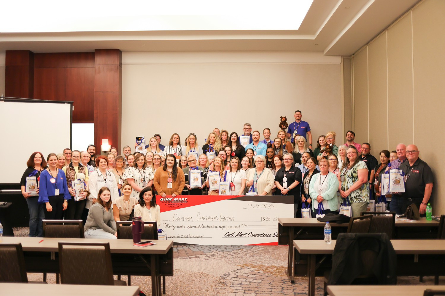 Management team presenting a check to Cramer Children's Center for Child Advocacy