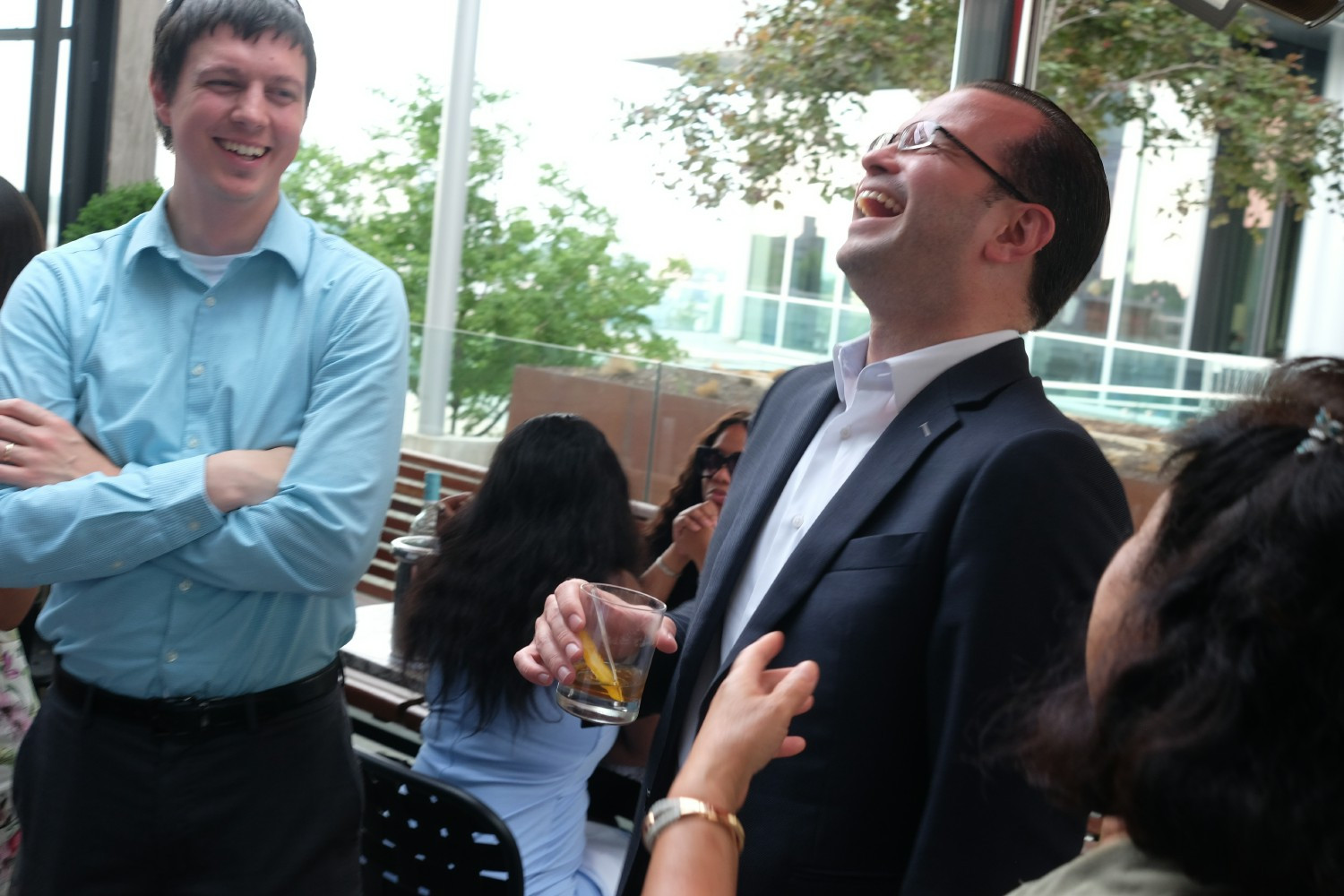 Leadership at its best.  CEO having a great happy hour!