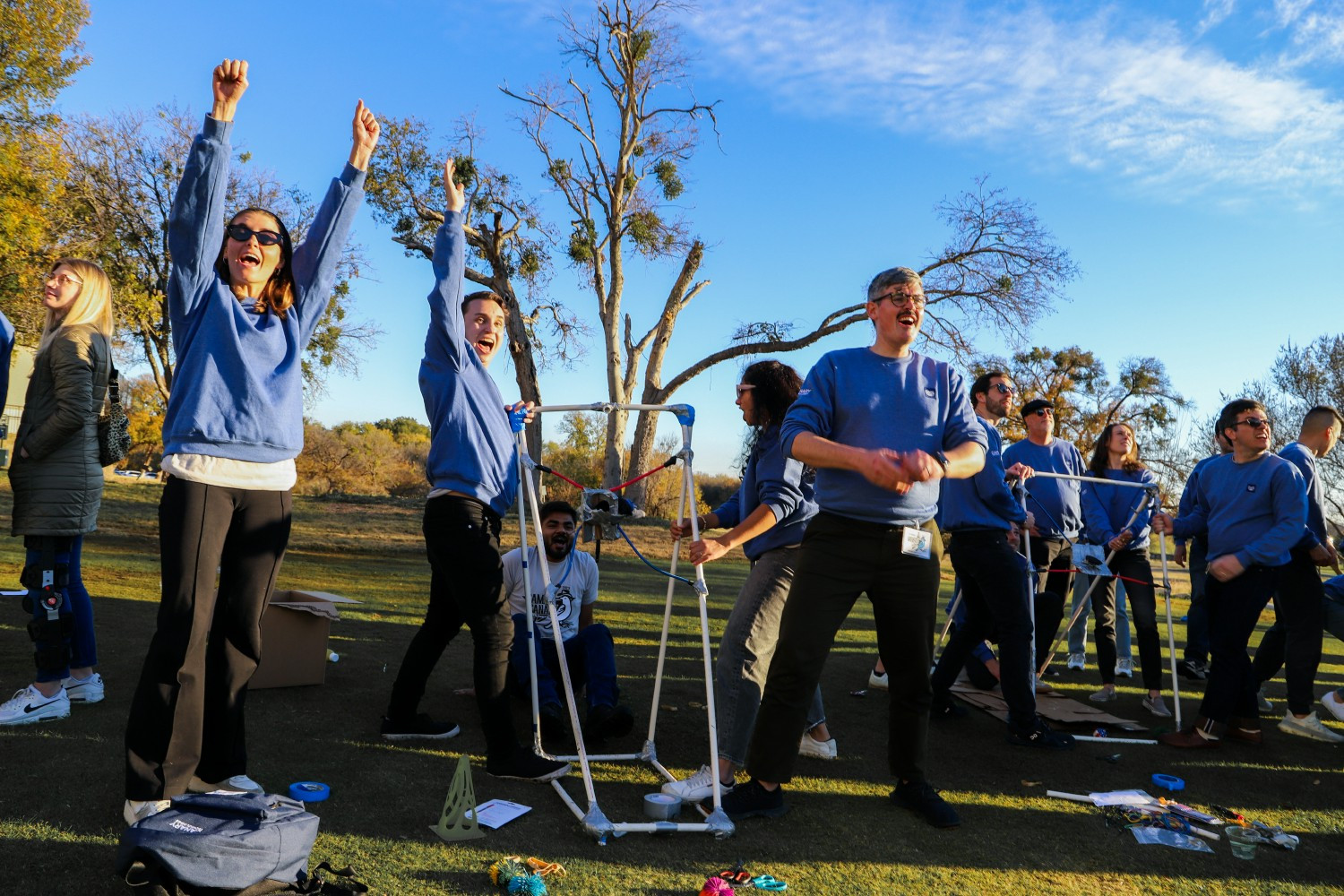 Canary team members unleash their creativity and teamwork as they build a catapult at our company off-site in Dallas!