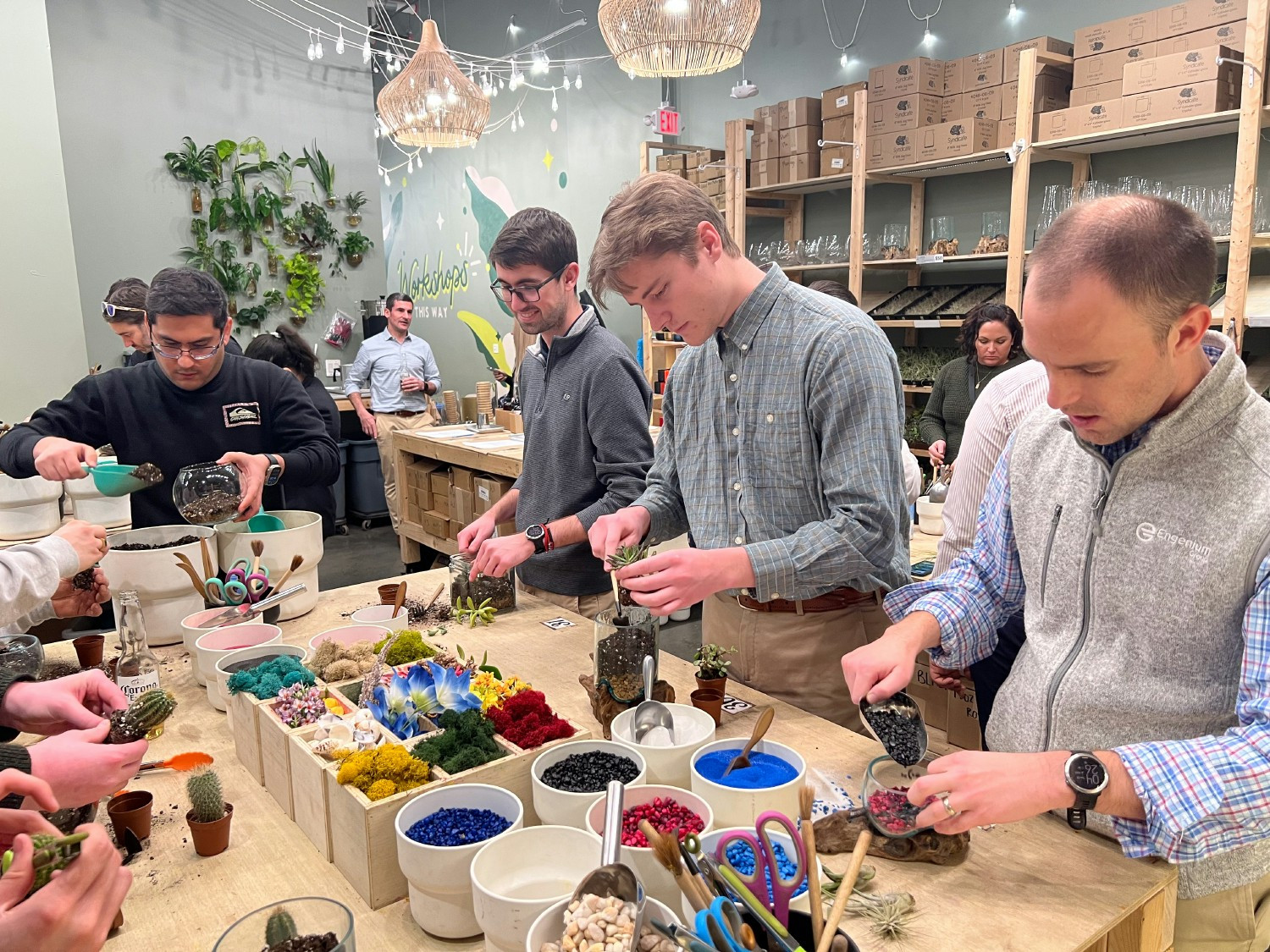 At a terrarium-building event, the team nurtures creativity and connection—the heart of our collaborative culture.