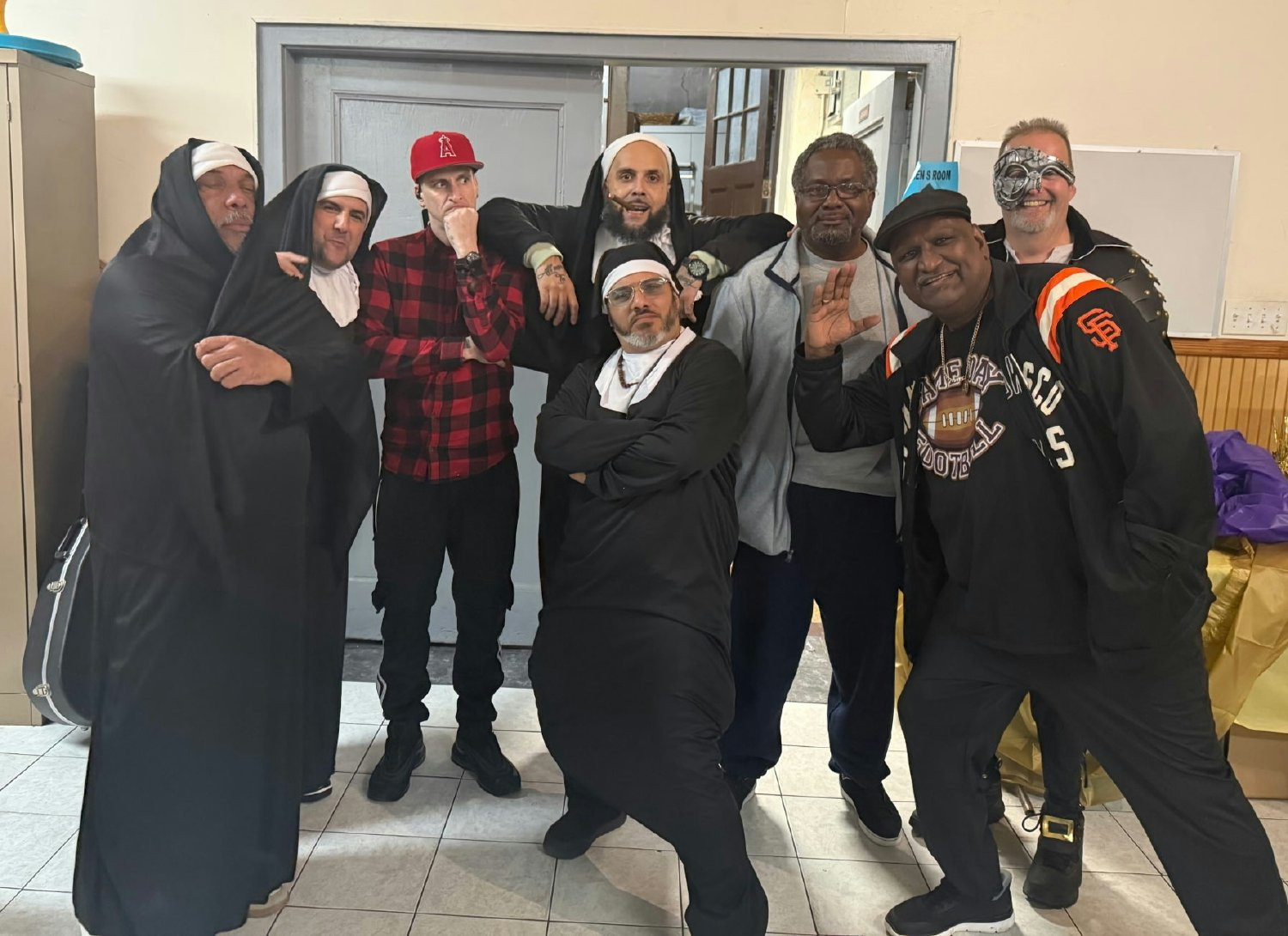 Clients and Staff celebrated Halloween at an AA meeting, building community and support on their recovery journey.