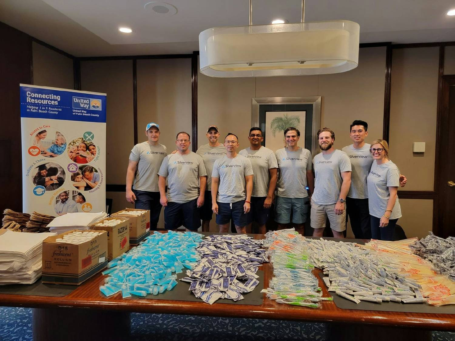 Silverview partnered with the United Way of Palm Beach County and CROS Ministries to pack and donate 250 hygiene kits. 