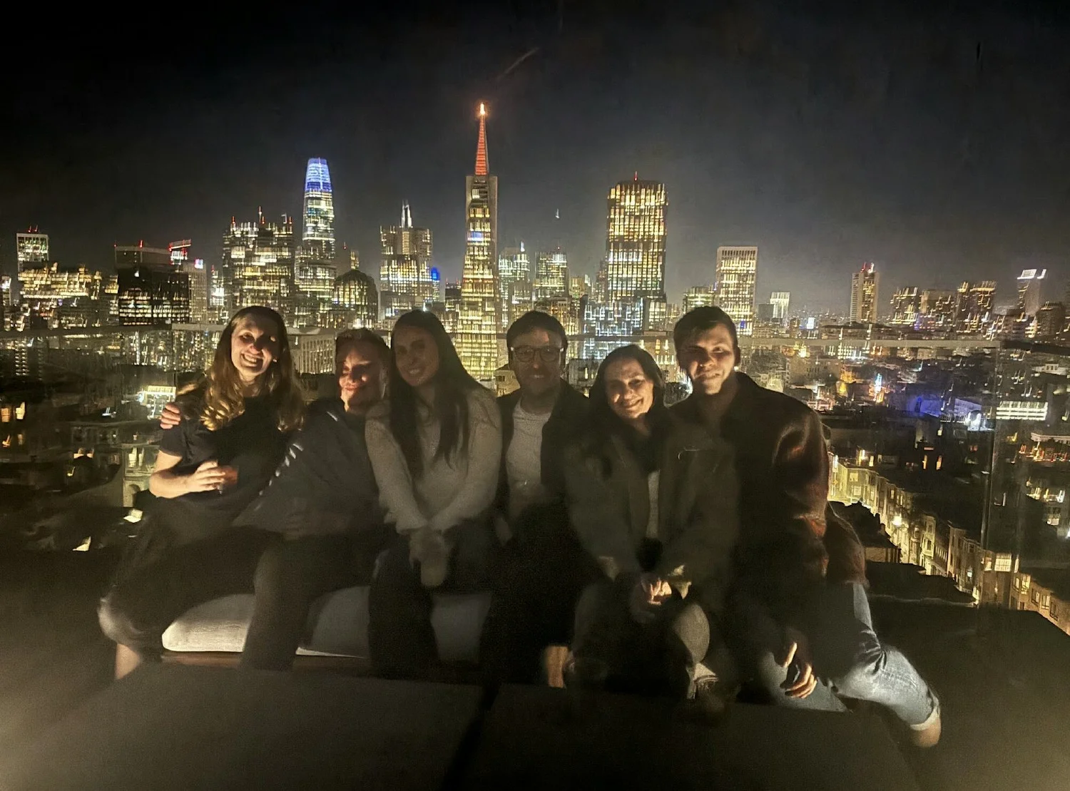 Catch a glimpse of some of our awesome Mochi teammates enjoying the night time glow of San Francisco during Happy Hour!