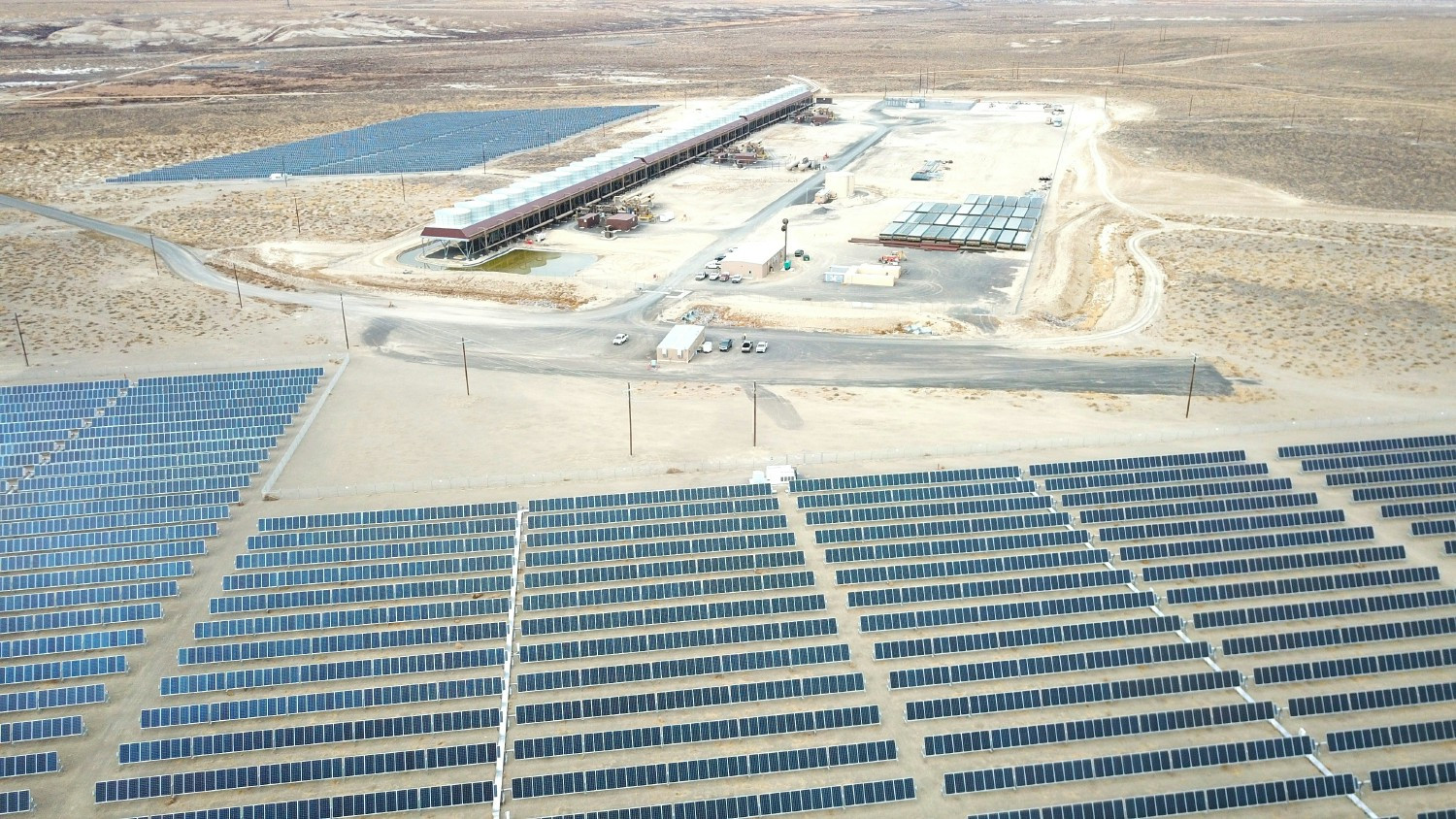 Aerial view of the Patua geothermal and solar facilities in northern Nevada