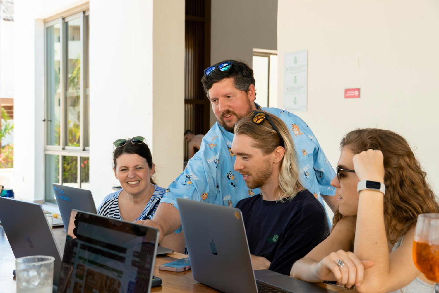 Employees collaborate during our annual retreat, turning fresh surroundings into bold ideas.