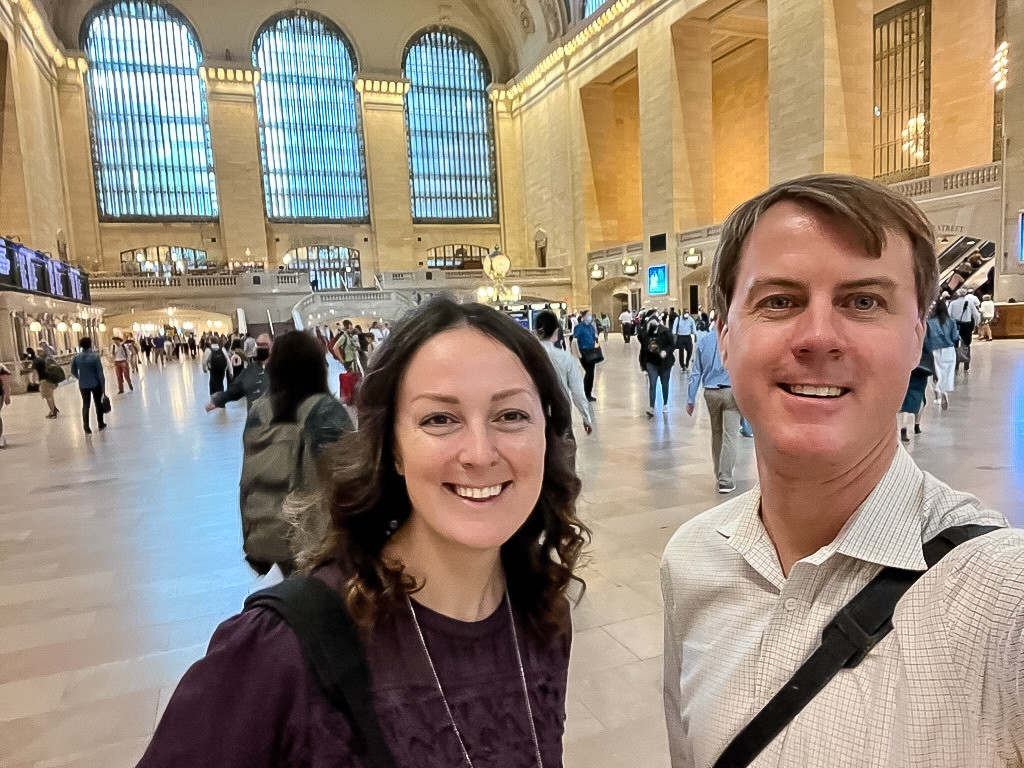 Chris and Jennifer visit a client—because face time still matters, even in a remote-first culture.