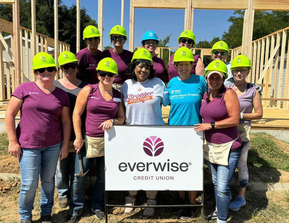 Members of the Everwise Build Team and Habitat for Humanity’s St. Joseph County Muffet McGraw Women Build.