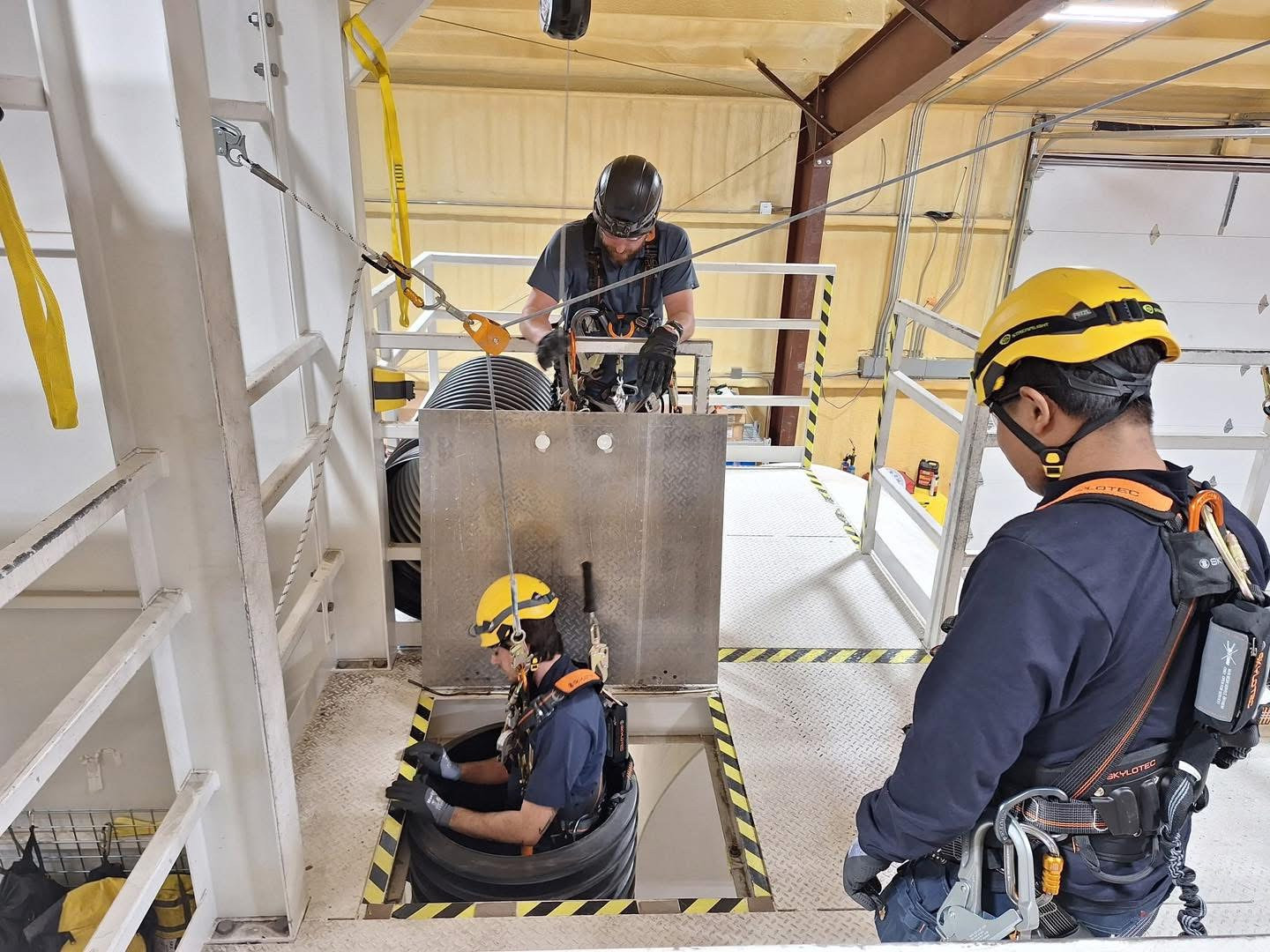 A hands-on simulation of confined spaces as part of our Advanced Rescue Training program.