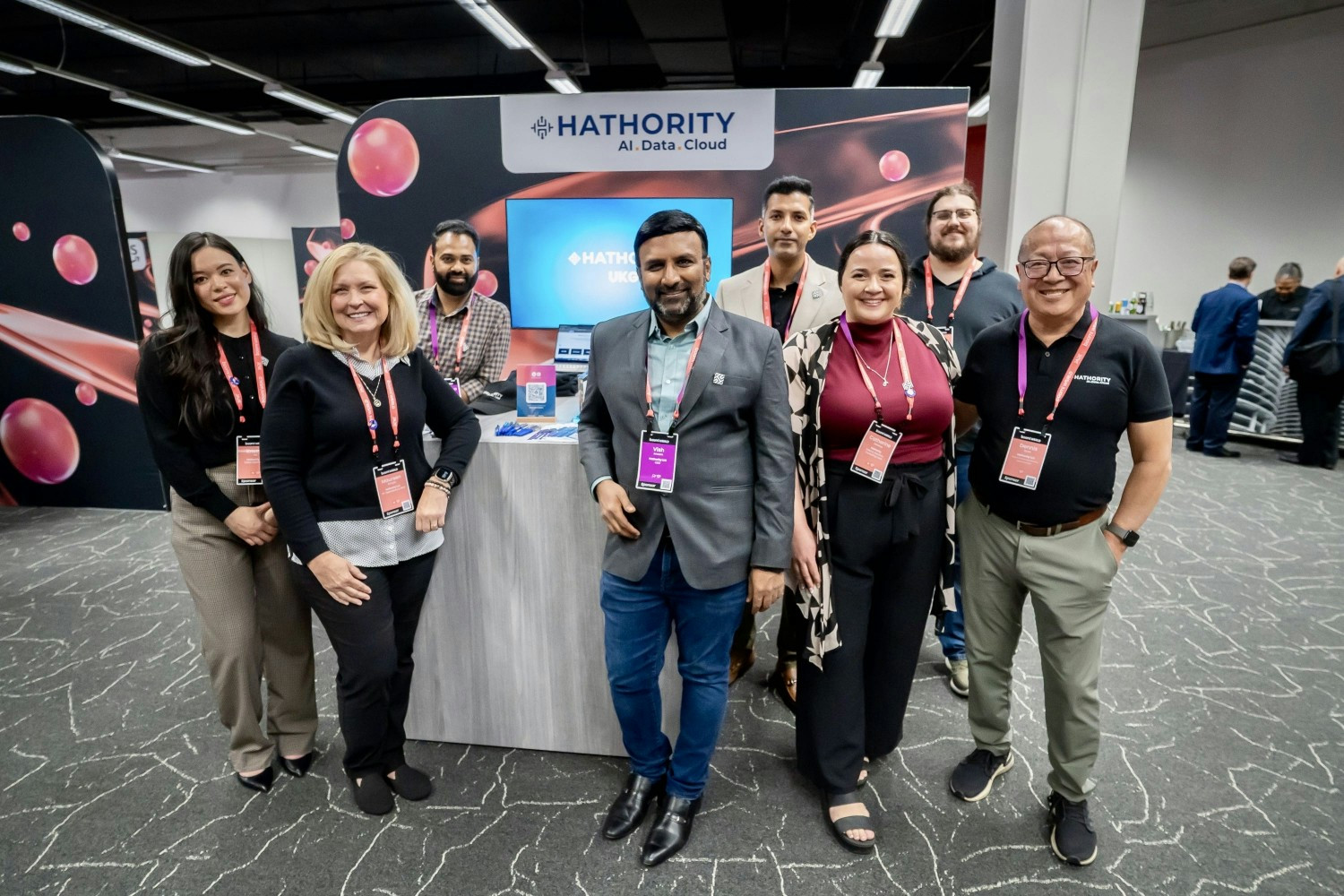 The Hathority team welcoming customers, partners, and peers at our Boomi World booth.